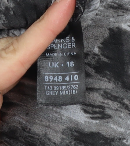 Marks and Spencer Womens Grey Animal Print Blouse UK 18 Long Sleeve Tunic