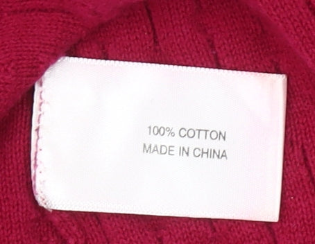 Country Casuals Womens Red Cotton Cable Knit Pullover Jumper Size L