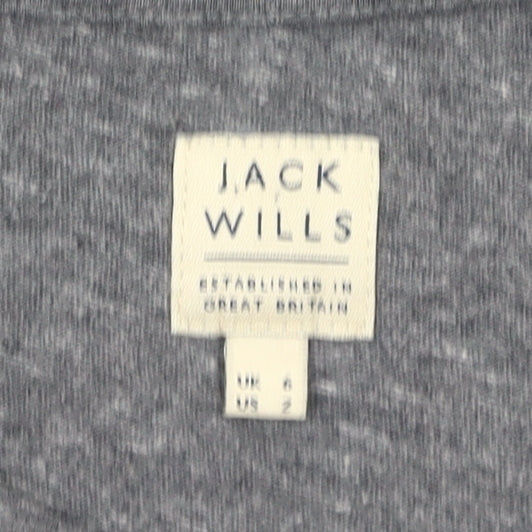 Jack Wills Womens Grey Size 6 Scoop Neck Short Sleeve T-Shirt
