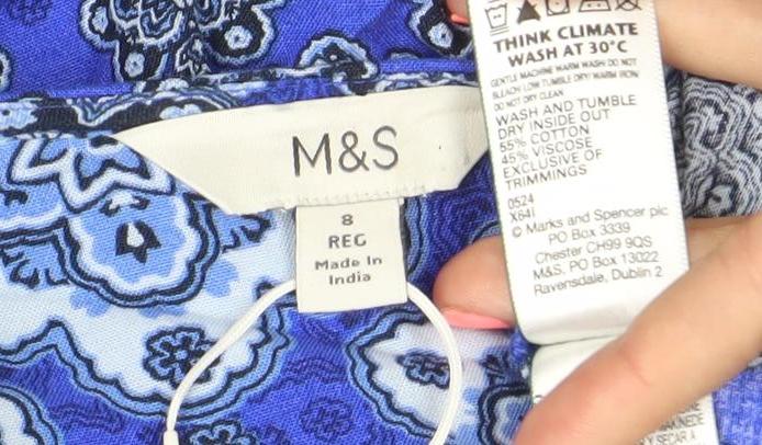 Marks & Spencer Women’s Blue Floral Tunic Blouse Size 8