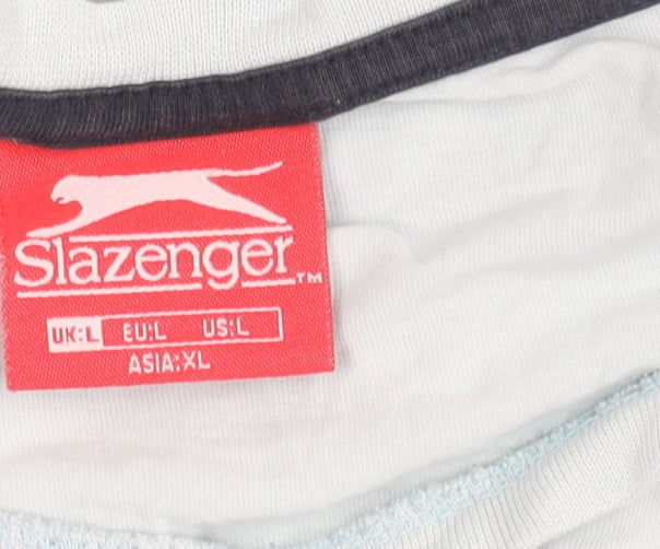 Slazenger Mens Blue L Crew Neck Short Sleeve Cotton T-Shirt