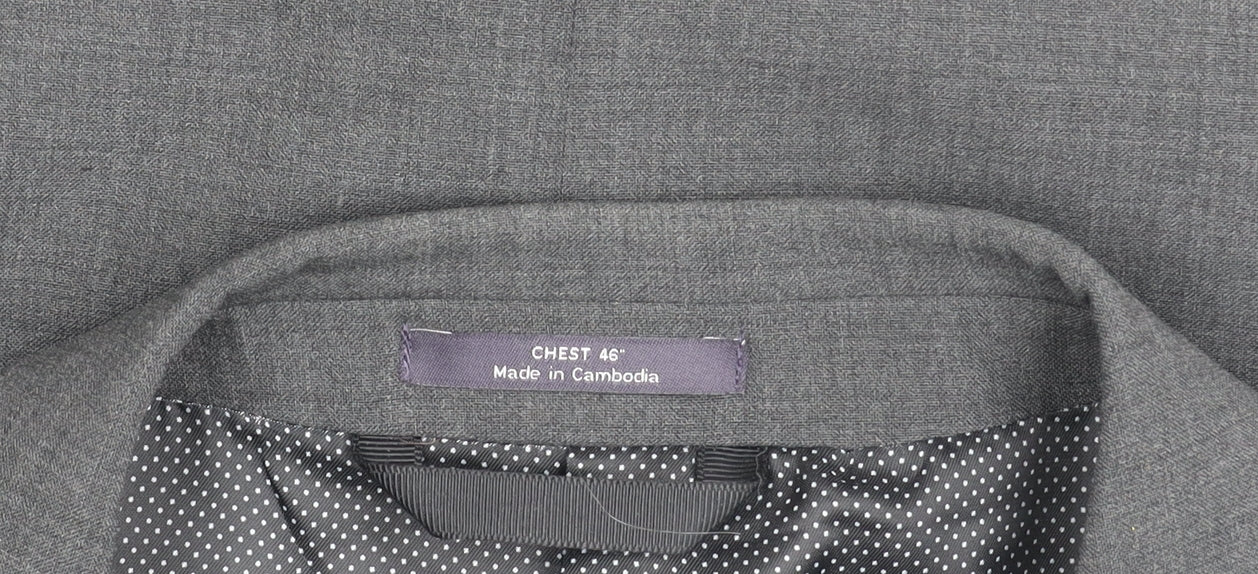 Marks & Spencer Men’s Grey Wool Blend Suit Jacket 46 Chest 3XL