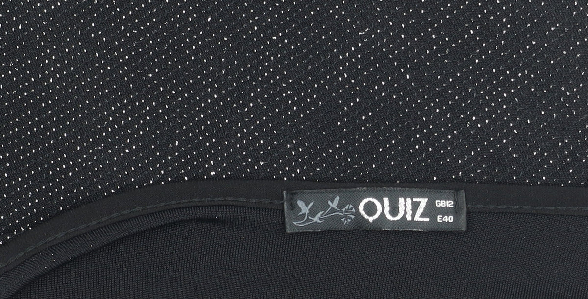 Quiz Women’s Black Glitter Tunic Blouse Size 12 Party Top