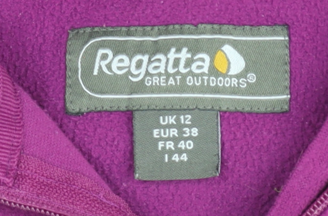 Regatta Womens Purple Fleece Jumper UK 12 1/4 Zip Outdoor Top