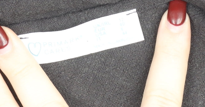 Primark Women’s Black Midi Slip Dress Size 12 V-Neck Sleeveless