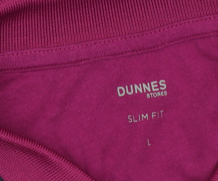 Dunnes Men’s Pink Slim Fit Polo Shirt L Cotton