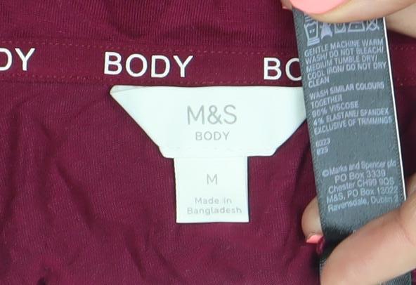 Marks & Spencer Women’s Red Lace V-Neck Cotton T-Shirt Size M