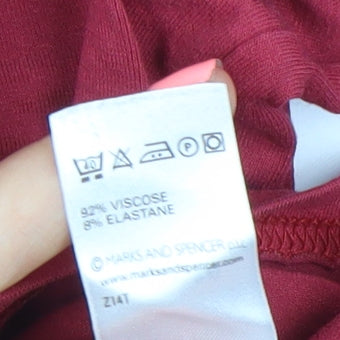 Marks and Spencer Womens Red Scoop Neck 3/4 Sleeve Top Size 10