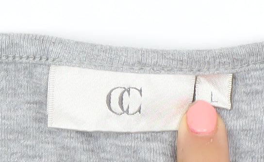 Country Casuals Women’s Grey V-Neck 3/4 Sleeve Cotton Stretch Top L