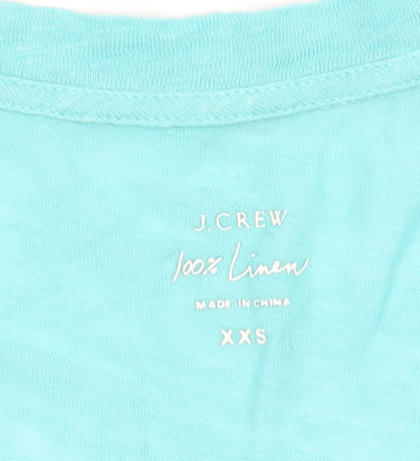 J.Crew Women’s Blue Linen V-Neck T-Shirt Size 2XS