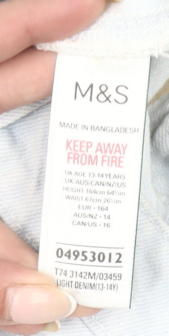 Marks & Spencer Girls Blue Denim Knee Length Pencil Skirt 13-14Y