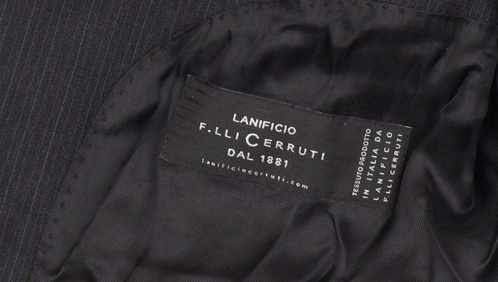 Lanificio Cerruti Men's Black Pinstripe Wool Blazer 42S Jacket