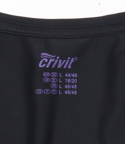 Crivit Womens Black Short Sleeve V-Neck Active T-Shirt Size 18/20