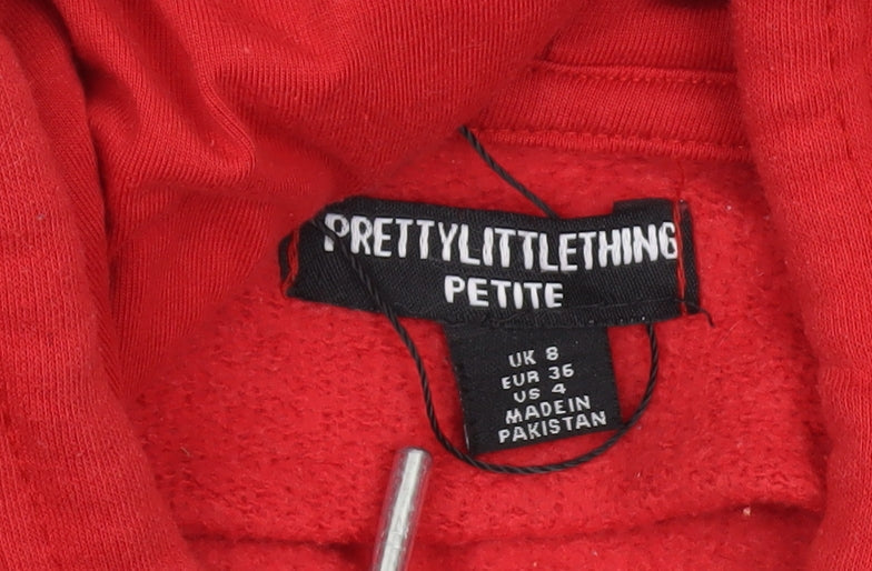 PRETTYLITTLETHING Women’s Red Petite Pullover Hoodie UK 8