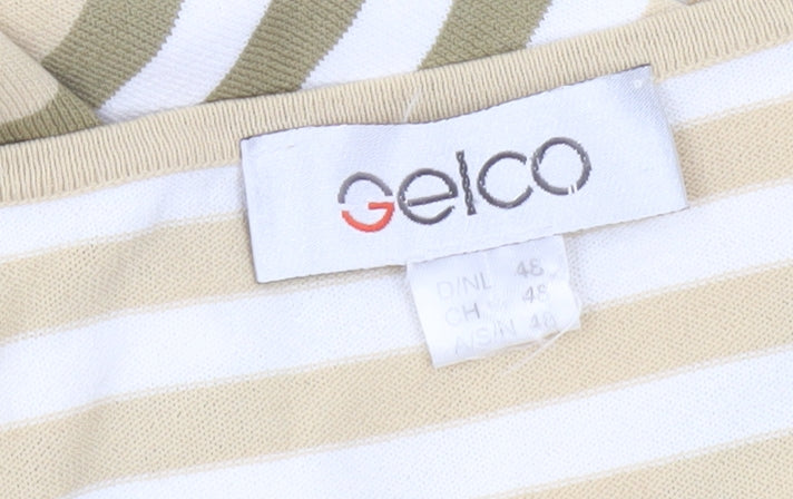 Gelco Womens Beige Striped Sleeveless V-Neck Tank Top Size 20