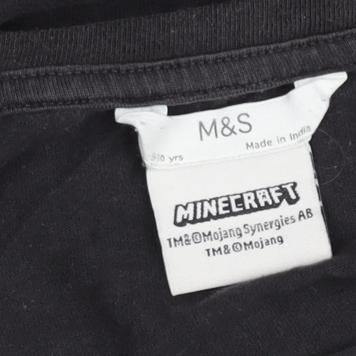 Marks & Spencer Teens Black Minecraft Long Sleeve T-Shirt Size 10