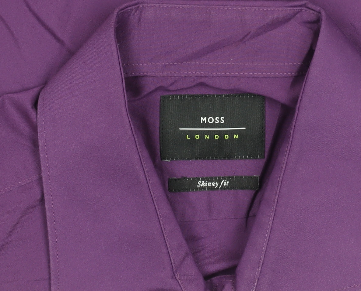 Moss London Men’s Purple Extra Slim Fit Long Sleeve Shirt 15.5