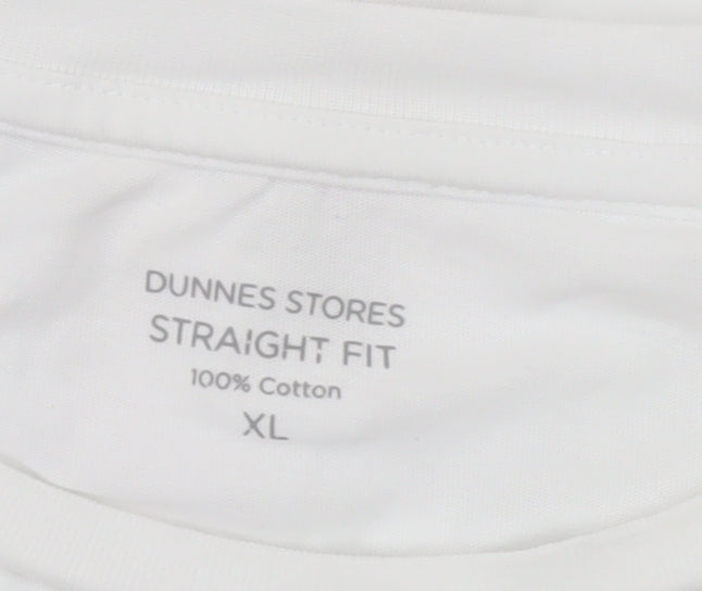 Dunnes Womens White XL Cotton Graphic T-Shirt Short Sleeve