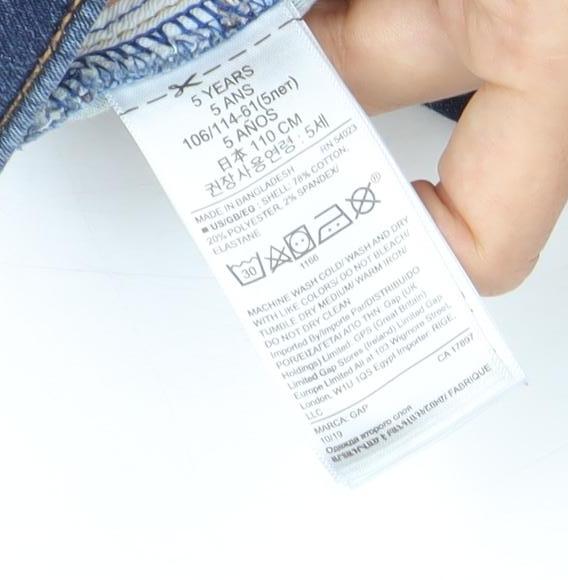 Gap Boys Blue Slim Fit Straight Denim Jeans 5 Years Adjustable Waist