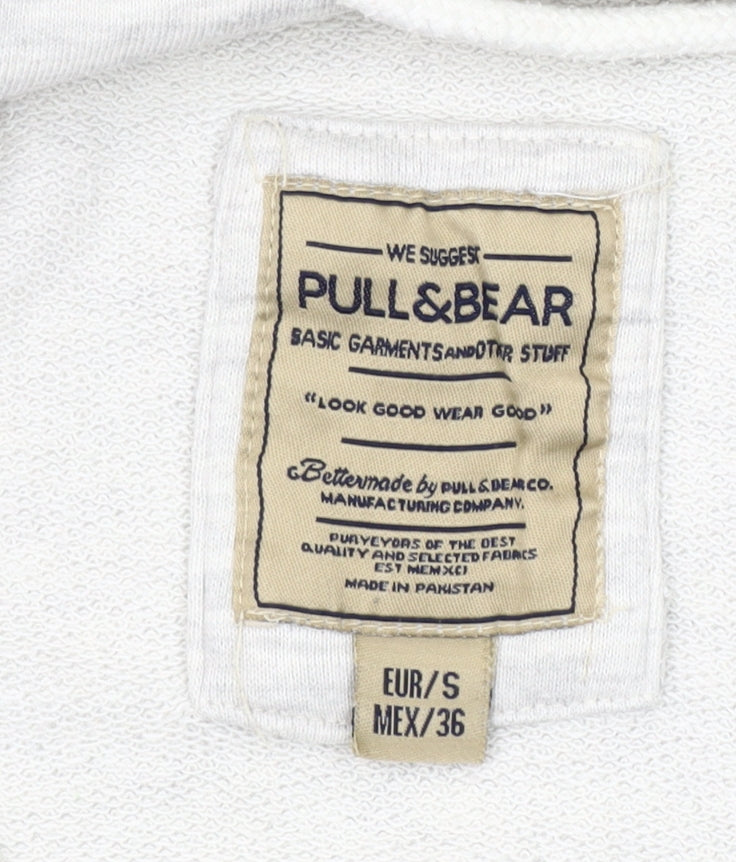 Pull&Bear Men’s Grey Full Zip Hoodie Size S Cotton Blend
