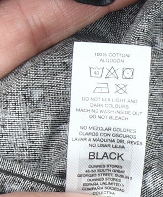 Dunnes Men’s Black Slim Fit Geometric Long Sleeve Shirt M