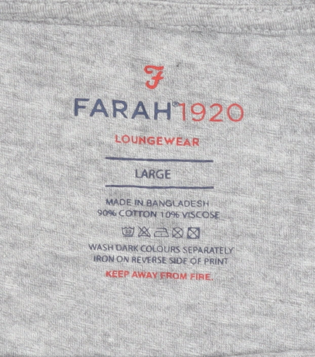 Farah 1920 Men's Grey Crew Neck Short Sleeve Cotton T-Shirt L