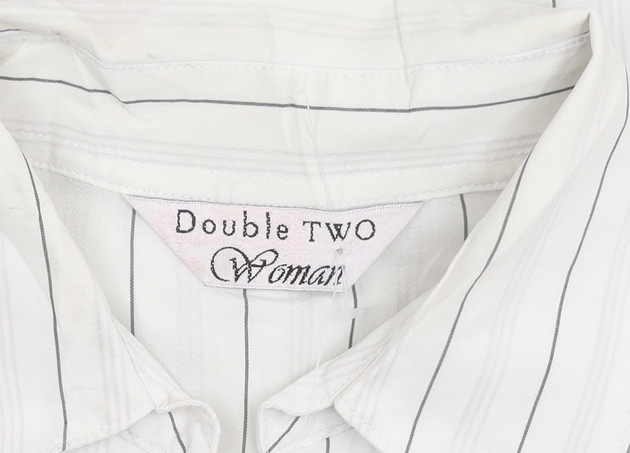 Double TWO Women’s White Striped Button-Up Shirt Size 12