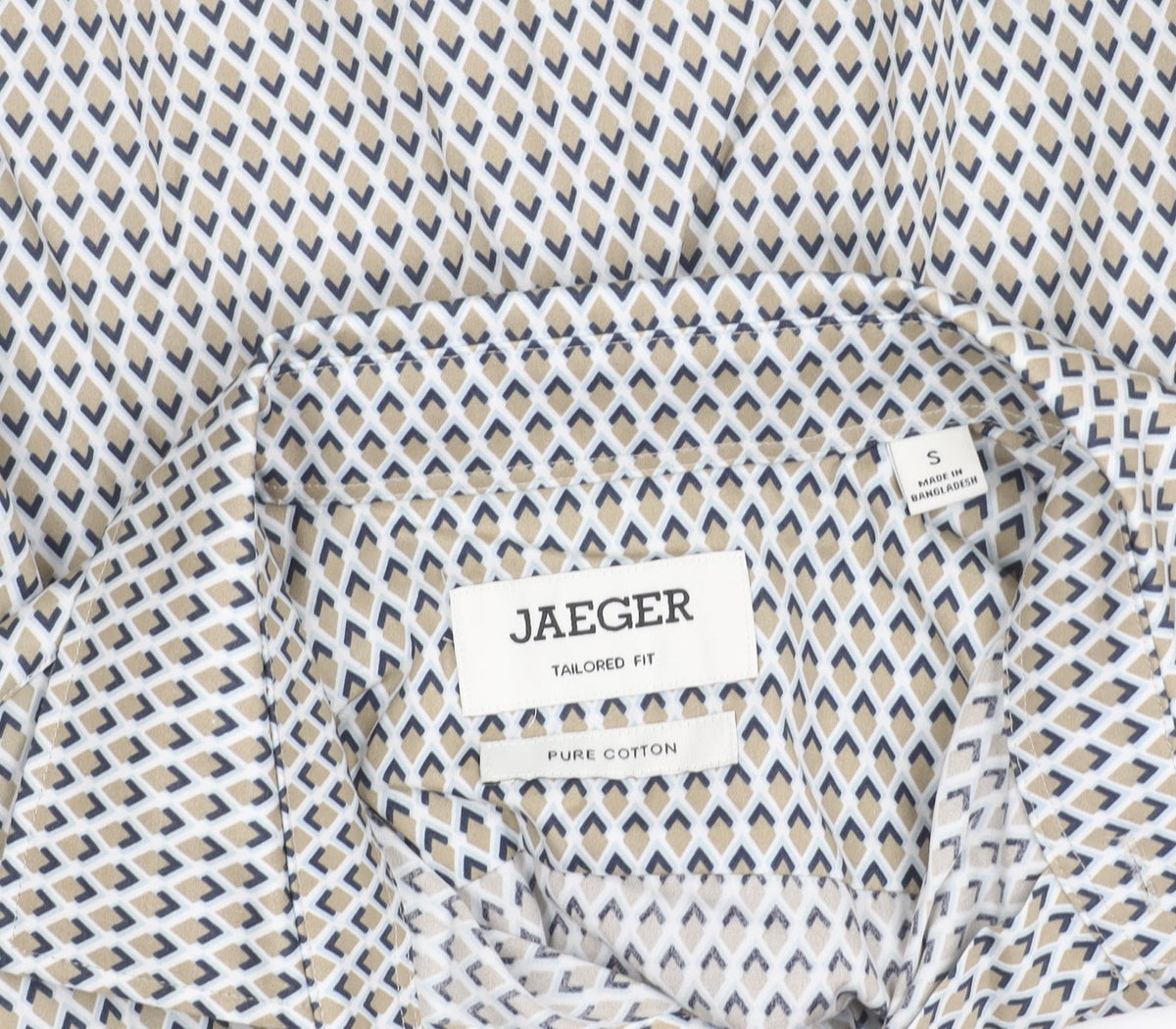 Jaeger Men's Multicoloured Geometric Cotton Slim Fit Shirt S