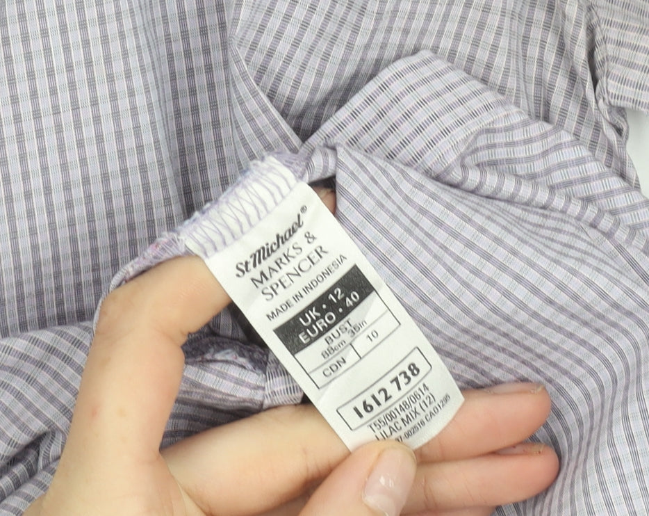 Marks & Spencer Women’s Purple Check Button-Up Shirt UK 12