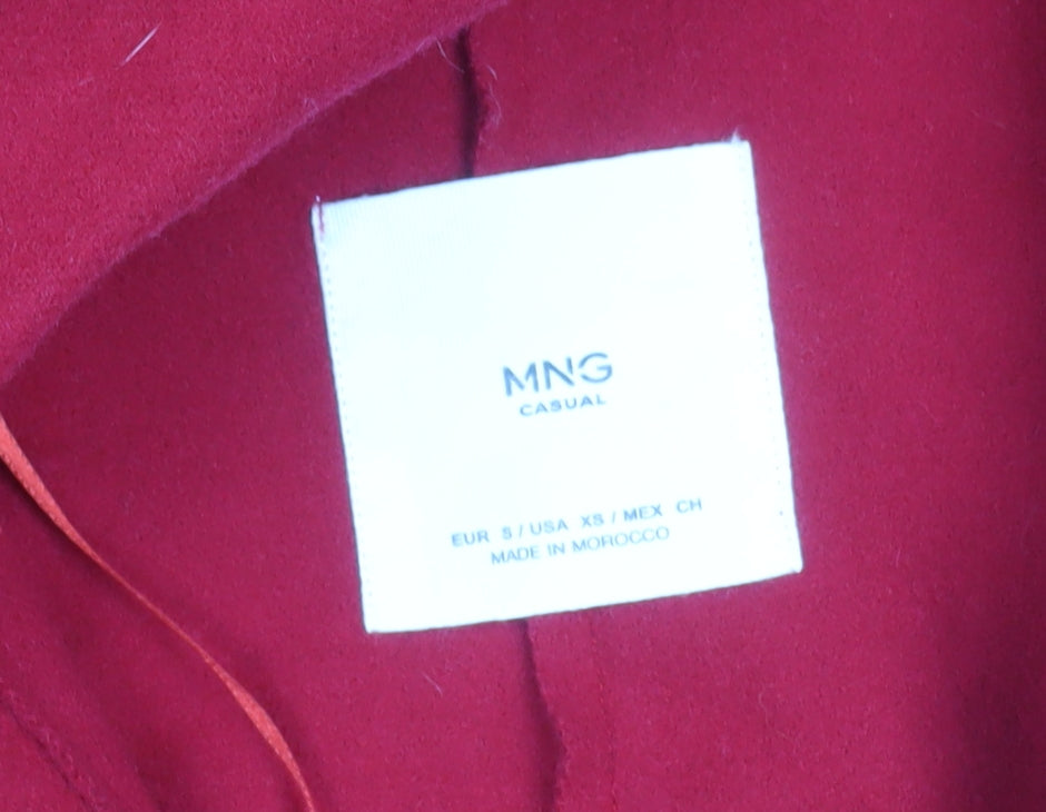 Mango Women’s Red Coatigan Size 8 Belted Long Sleeve Casual