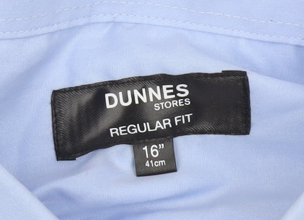 Dunnes Men's Blue Regular Fit Long Sleeve Dress Shirt 16” 41cm