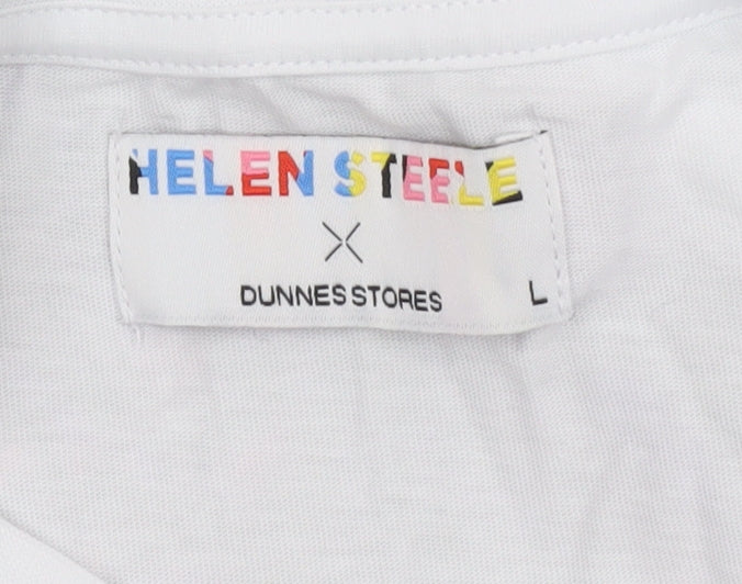 Dunnes X Helen Steele Womens White Animal Print T-Shirt Size L