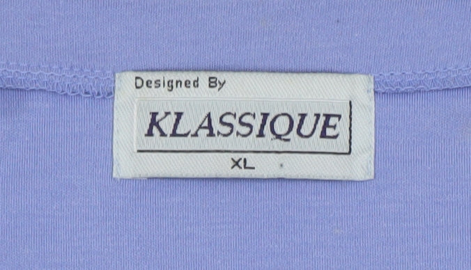 Klassique Women's Blue Floral Embroidered Button-Up Top XL