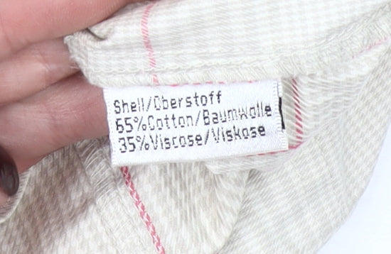 Paco Collection Women Beige Checked Hooded Mid-Length Jacket M