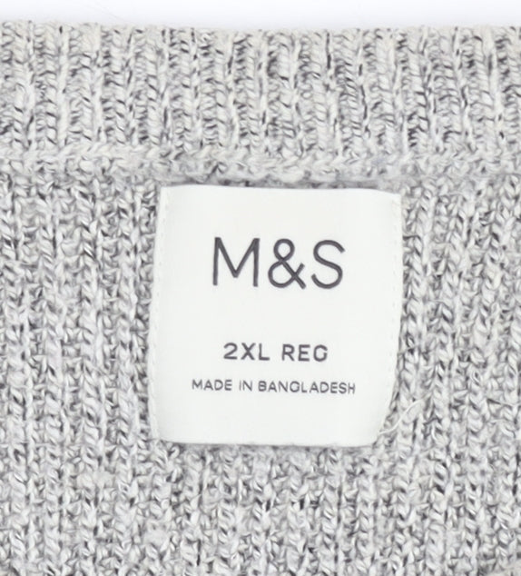 Marks & Spencer Men’s Grey 2XL Regular Knit Crew Neck Jumper