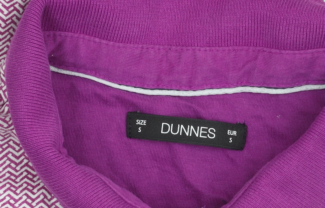 Dunnes Men's Purple Geometric Cotton Polo Shirt Size S