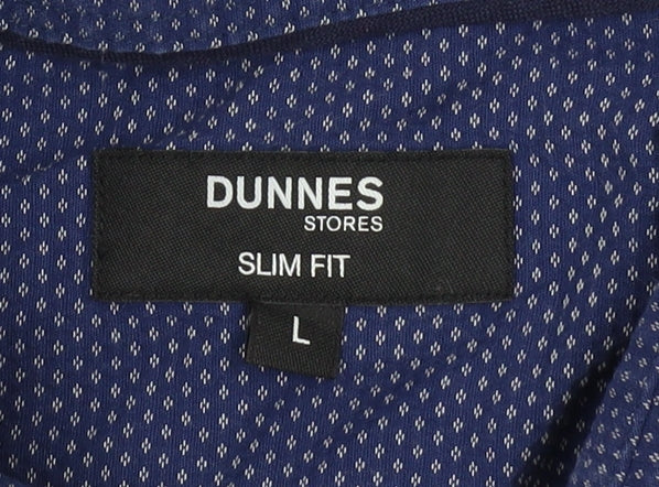 Dunnes Men's Blue Slim Fit Long Sleeve Button-Up Shirt Size L
