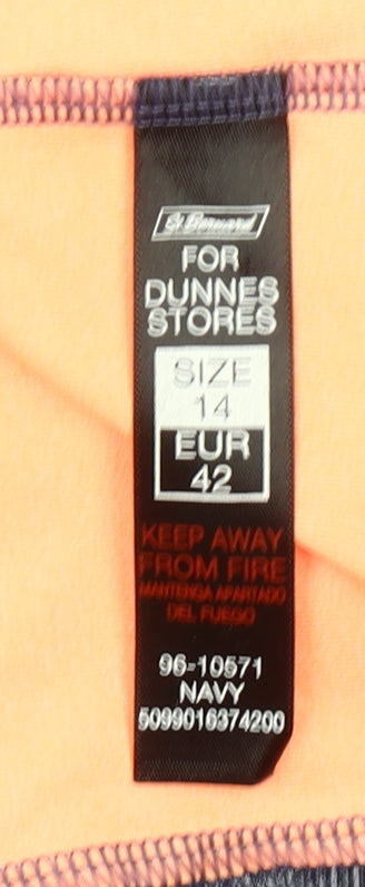 Dunnes Stores Women's Navy & Peach 1/4 Zip Performance Pullover Size 14