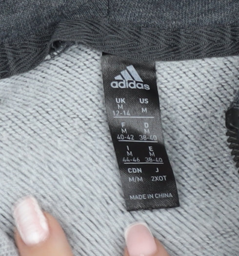 Additional view of Adidas women’s grey full zip hooded basic jacket, size UK 12-14