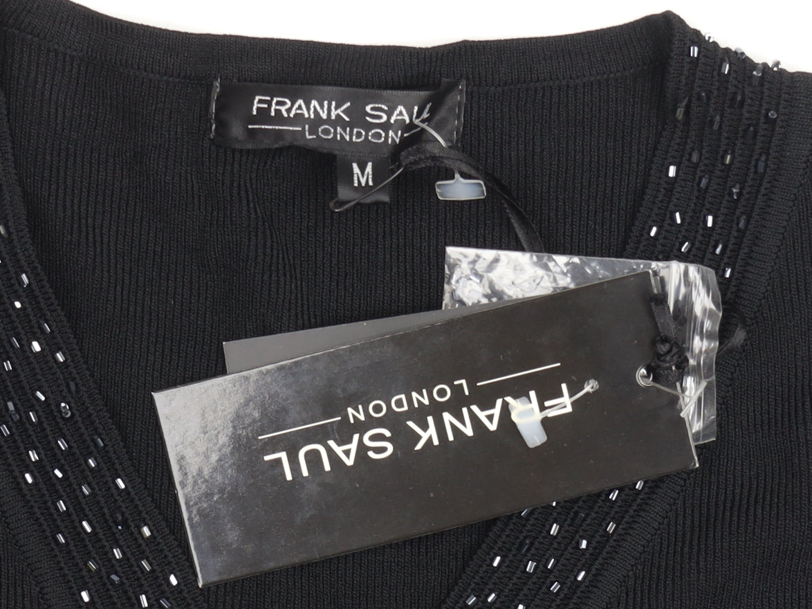 Frank Saul’s Black Beaded Tunic Top Medium 3/4 Sleeve