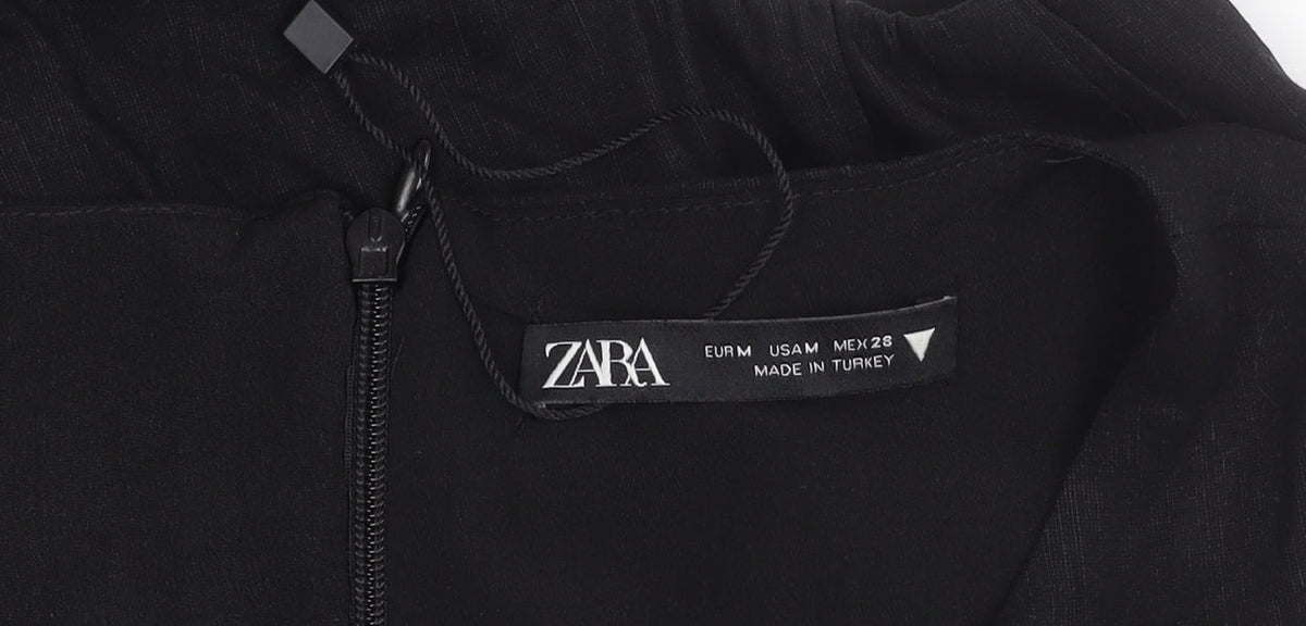 Zara Women Black M Strapless Mini Cut Out Dress