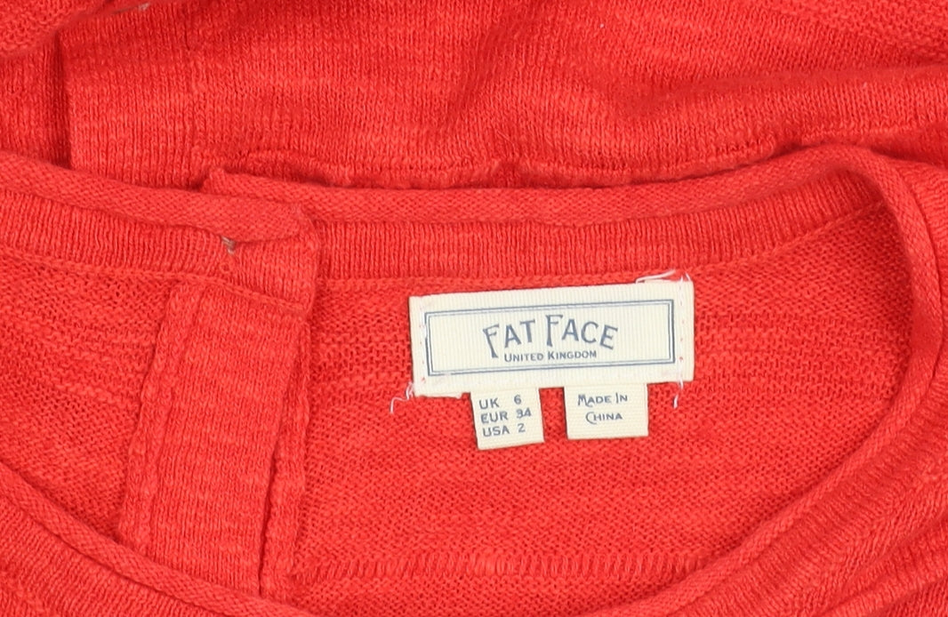 FatFace Women’s Red Linen Cotton Button Cardigan UK 6