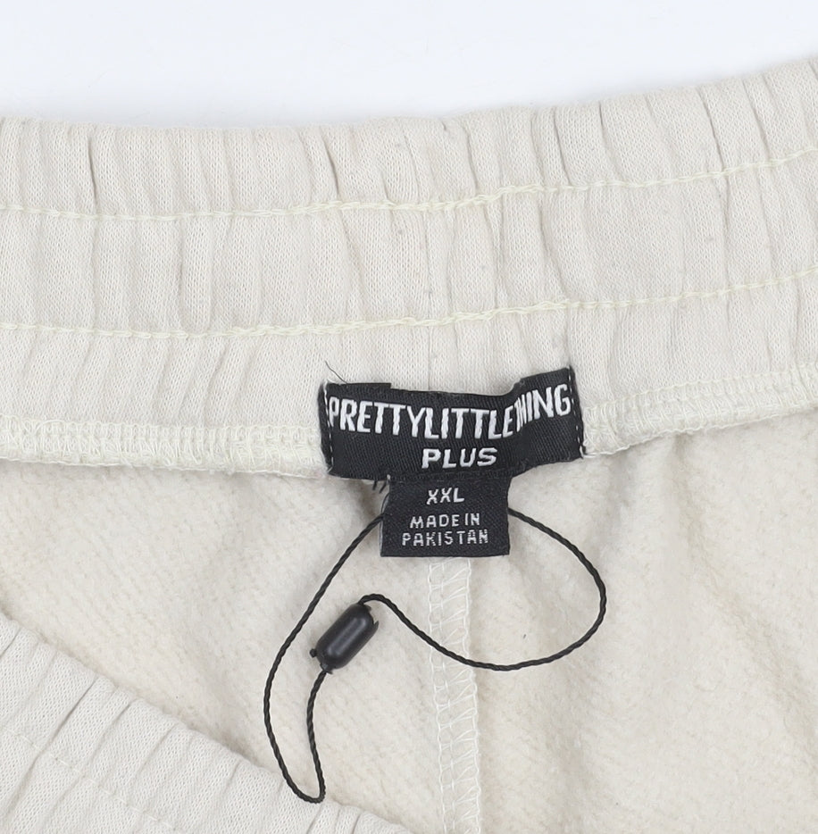 PRETTYLITTLETHING Women’s Beige Plus Size 2XL Sweat Shorts