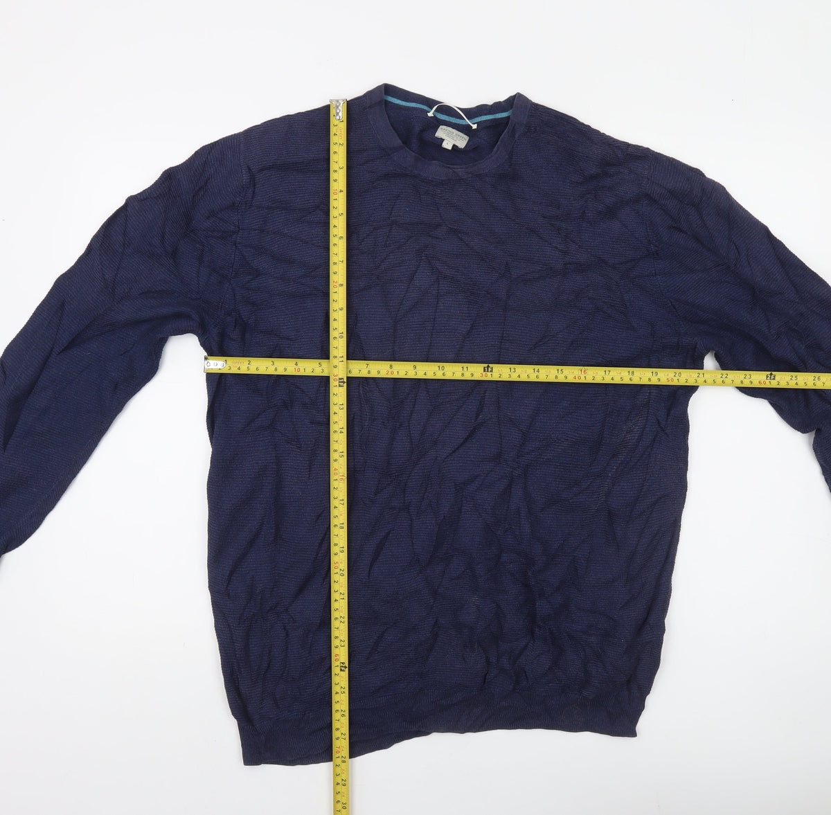 Racing Green Men's Blue Cotton Crew Neck Jumper Size L