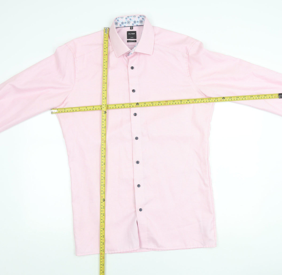 OLYMP Men's Pink Long Sleeve Classic Fit Cotton Business Shirt 15.75in