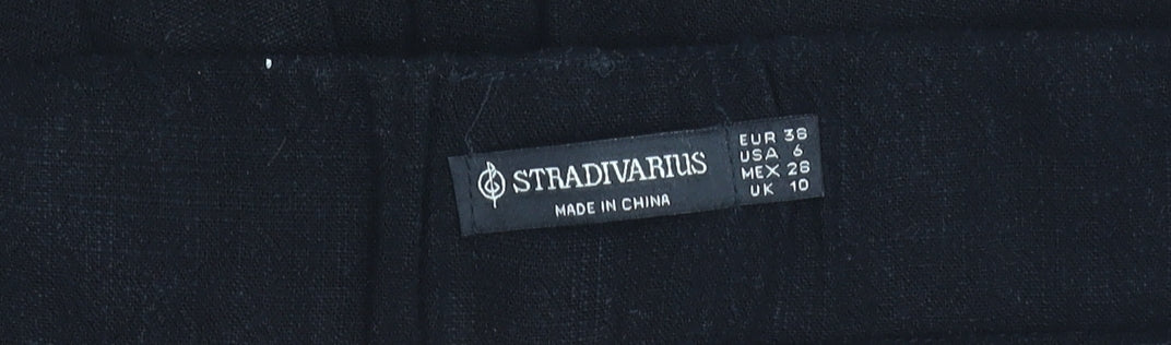 Stradivarius Women's Black Linen Blend Chino Shorts Size 10