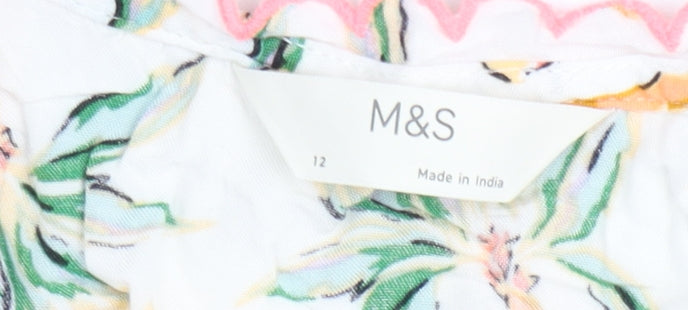Marks & Spencer Women's Multicoloured Wrap Blouse Size 12 Summer Top