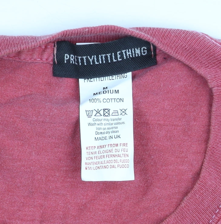 PRETTYLITTLETHING Women’s Red Cotton Crew Neck T-Shirt Size M