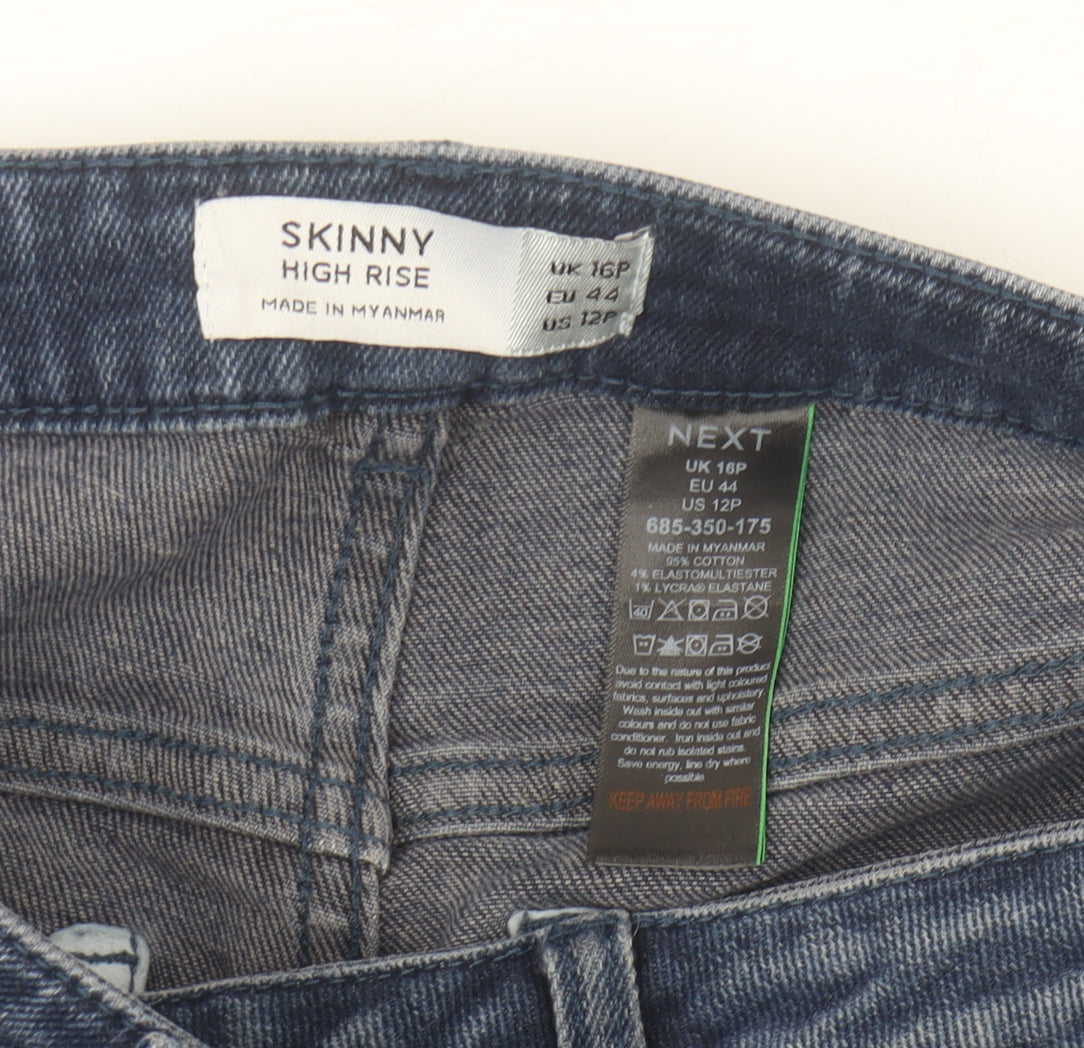 Next Womens Blue Skinny High Rise Denim Jeans Size 16 Slim Fit