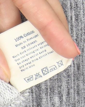Jack Wills Women’s Grey Striped Pullover Sweatshirt UK 12 Cotton Crew Neck